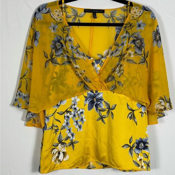 White House Black Market Tops - White House Black Market Blouse Yellow Satin Size Small